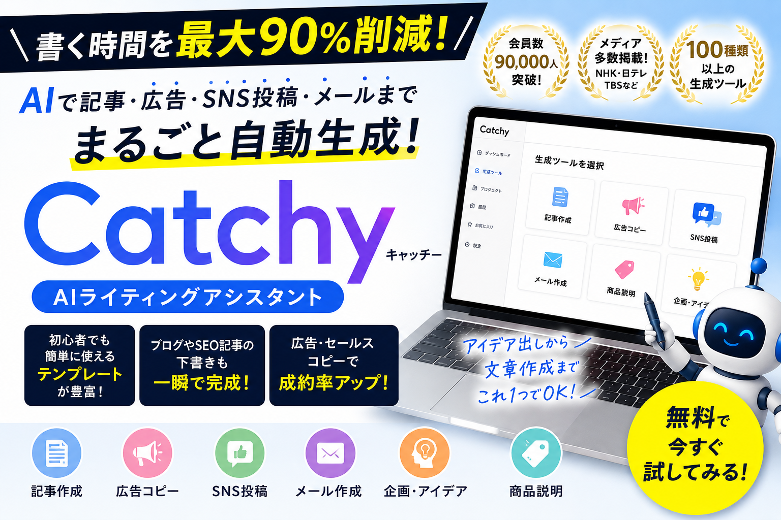【時短革命】Catchy（キャッチー）で記事・広告・SNS投稿を自動化｜AIライティングツールを徹底レビュー
